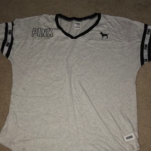 Grey and black lined PINK t shirt